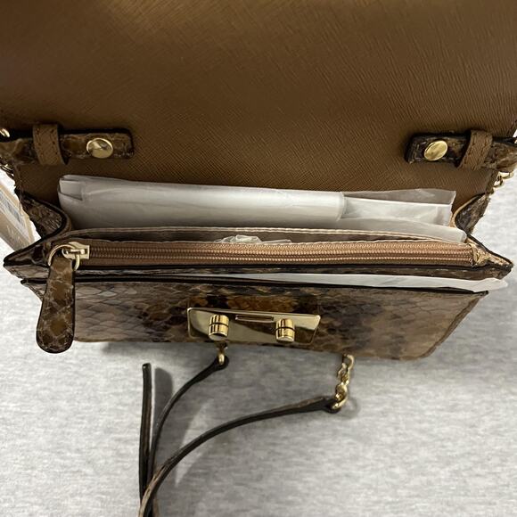 Michael Kors Sloan Crossbody Bag Womens One Size Sand Snake Leather Chain - Picture 8 of 15